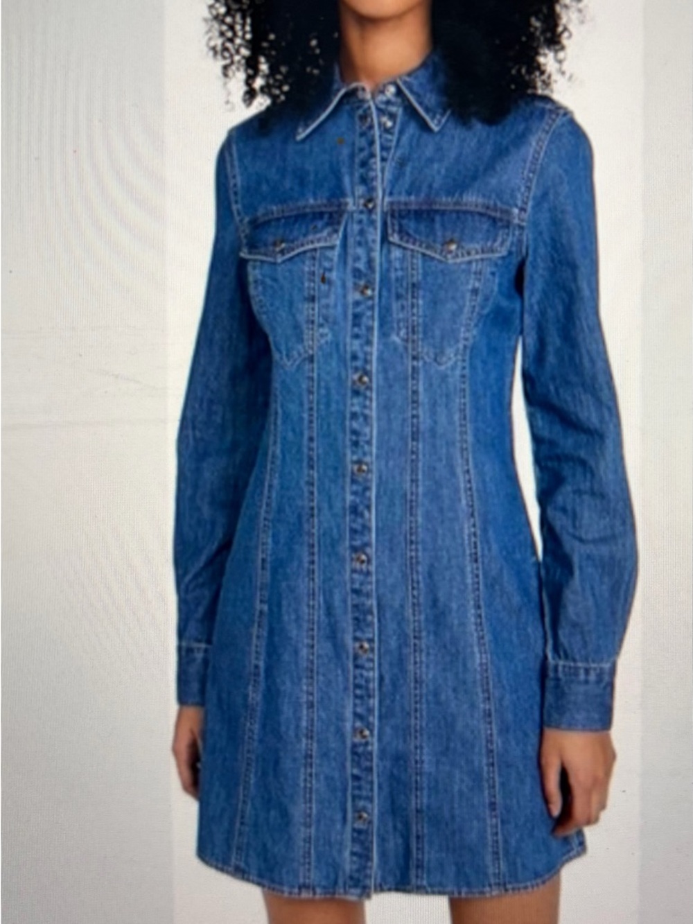 Veronica Beard Indigo Denim Button-Front Shirt Dress